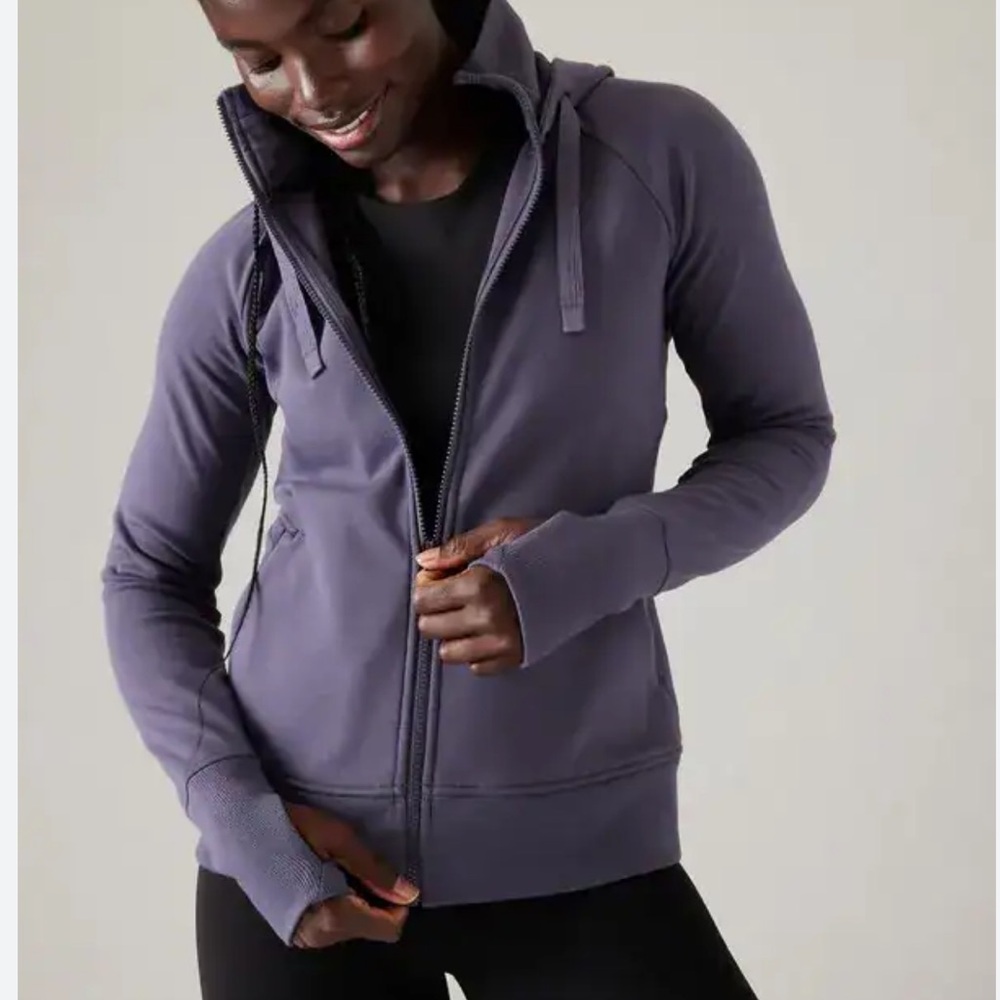 ATHLETA Triumph Hoodie Sweatshirt Jacket in Nightfall Purple W2307 Sz L